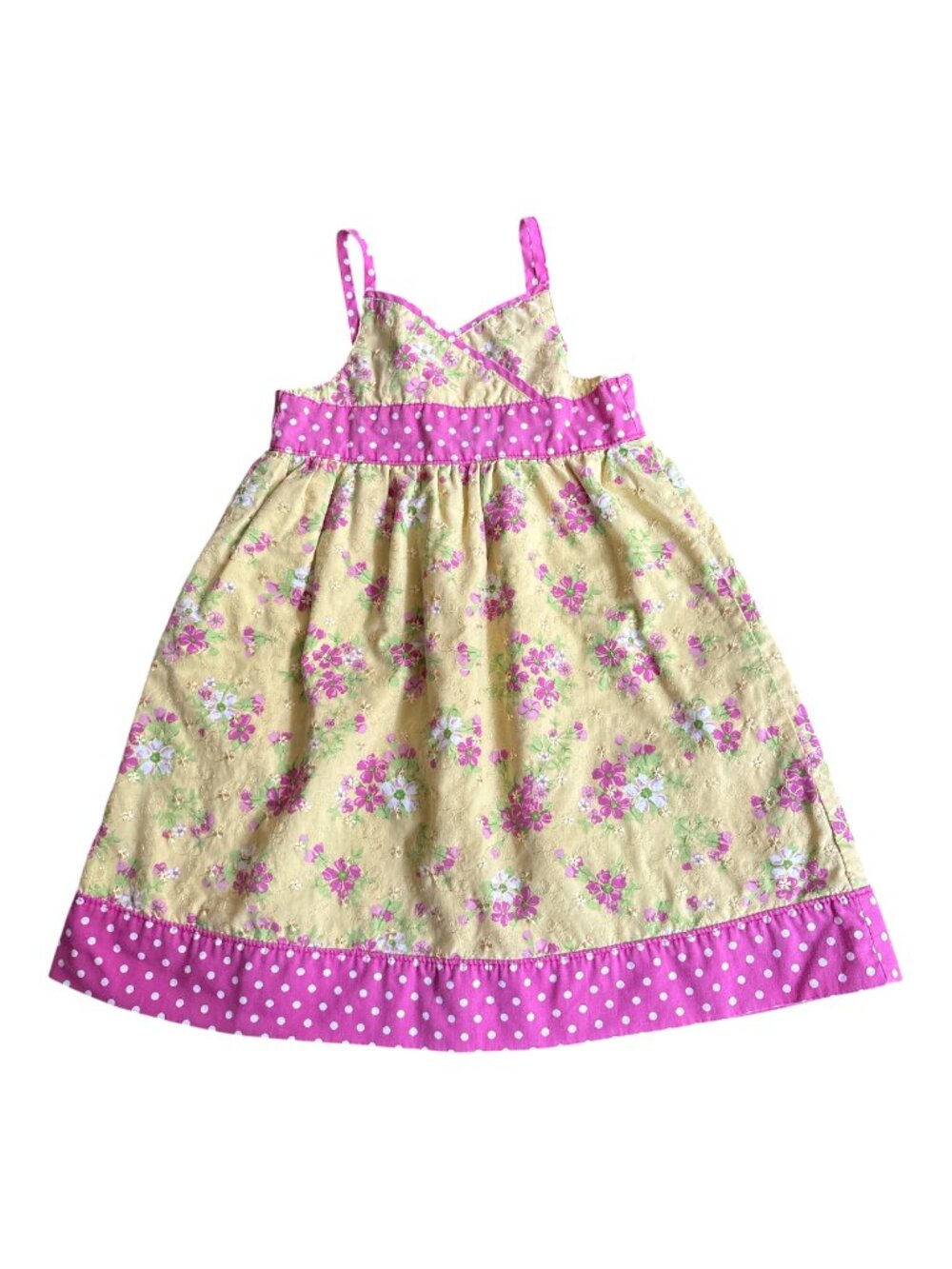 PENELOPE MACK TODDLER SUMMER DRESS WITH FLOWERS AND POLKA DOTS FULLY LINED 4T